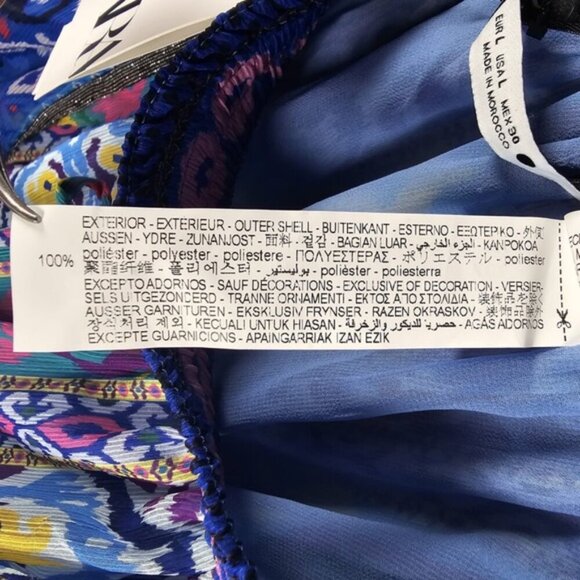 NWT ZARA Print Asymmetrical Hem Boho Pull on Mini Lined Skirt 7632/039 Size L - Picture 13 of 14